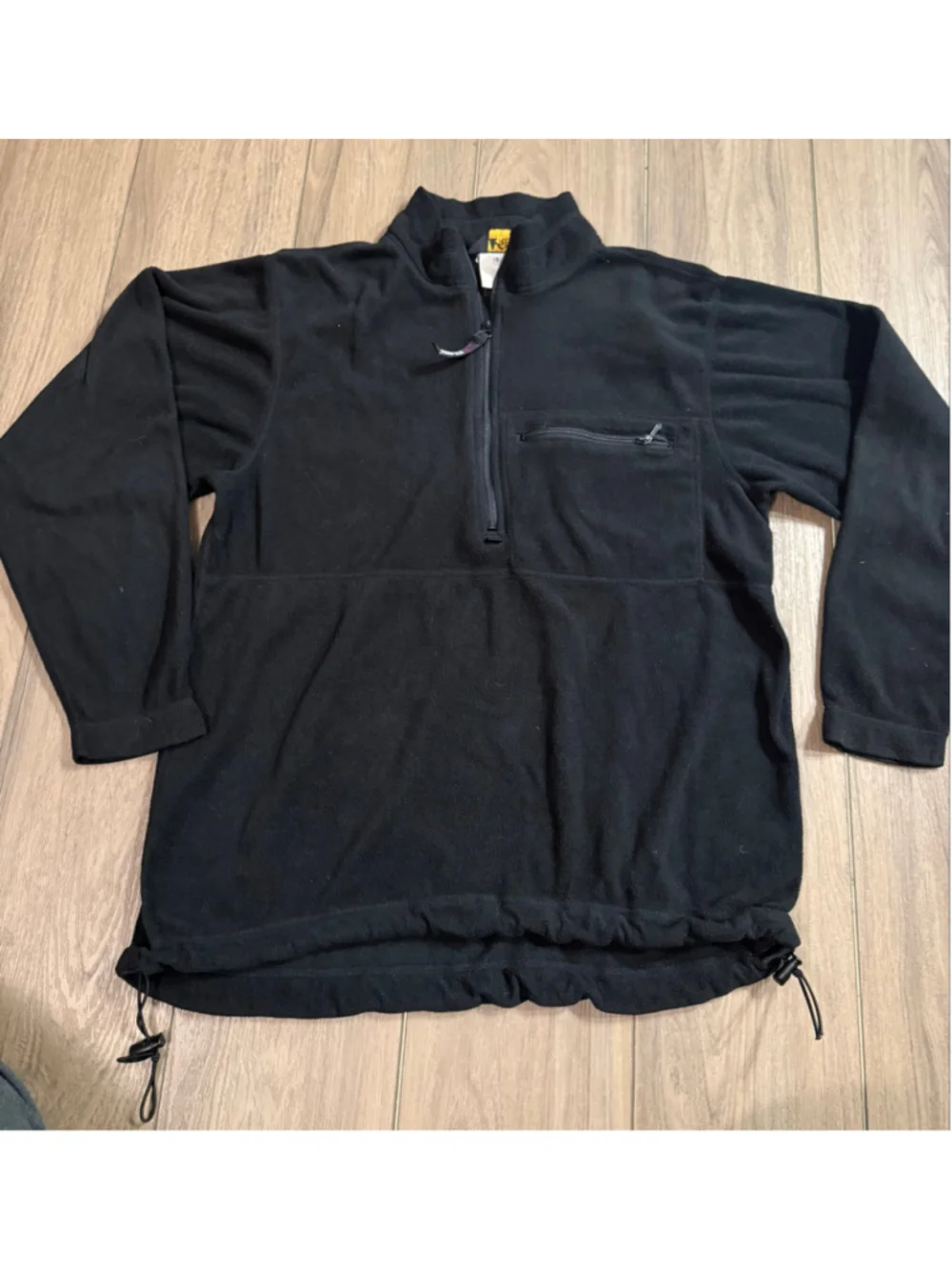 Vintage Men's REI Black Polartec Fleece Quarter Zip Sweater L